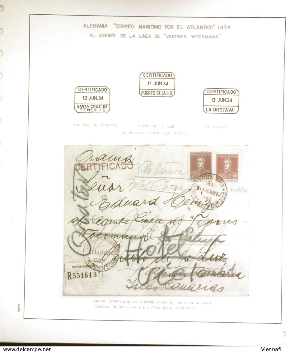 Cover Schiffspost 1930-36, Sammlung Von 18 Schiffpostbriefen (fünf Eingeschrieben) Des "CORREO MARITIMO POR EL ATLANTICO - Autres - Europe