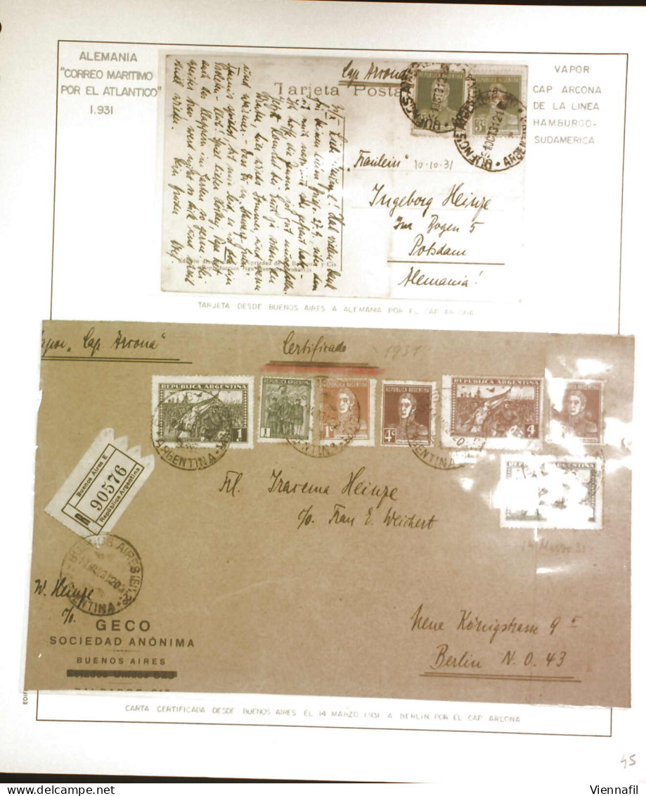 cover Schiffspost 1930-36, Sammlung von 18 Schiffpostbriefen (fünf eingeschrieben) des "CORREO MARITIMO POR EL ATLANTICO
