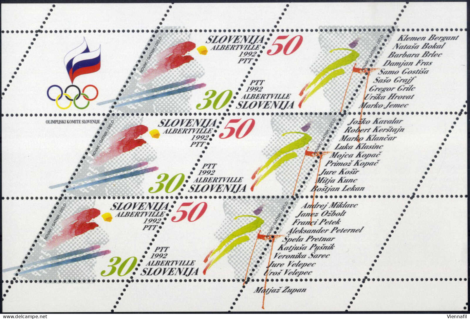 ** SLOWENIEN, 1992, 130 Kleinbogen Olympische Winterspiele Albertville, Postfrisch (Mi. 6,7 KB, € 3.120) - Eslovenia