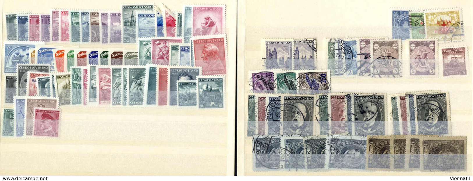 **/*/o Tschechoslowakei 1918/1930, Acht Steckkarten Mit Kompletten Serien (auch Mehrfach In Blöcken) Meist Postfrisch Un - Autres & Non Classés