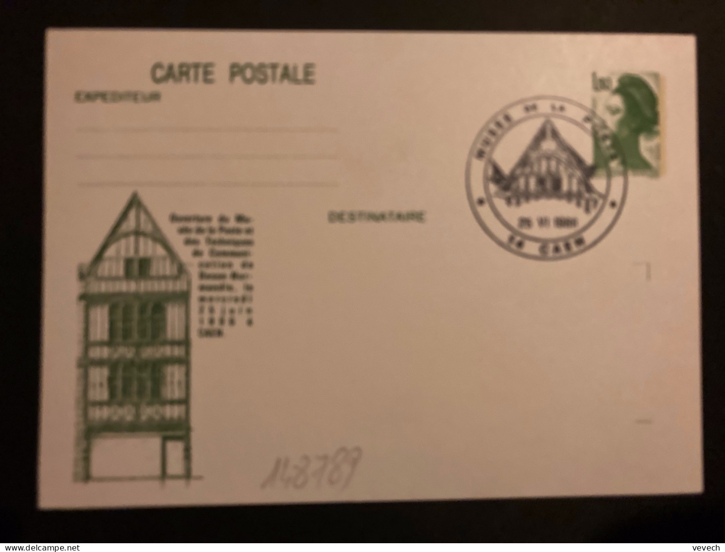 CP EP LIBERTE 1,80 VERT OBL.25 VI 1986 14 CAEN MUSEE DE LA POSTE - Post