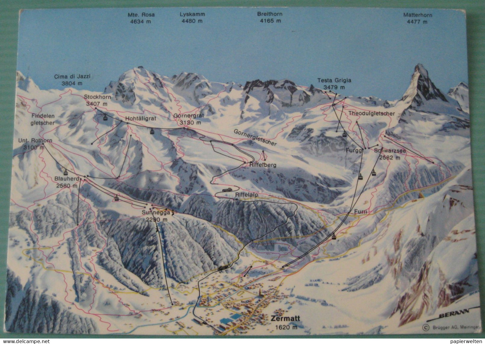 Zermatt (VS) -  Künstlerpanorama (Berann) Wintersportgebiet Zermatt - Zermatt