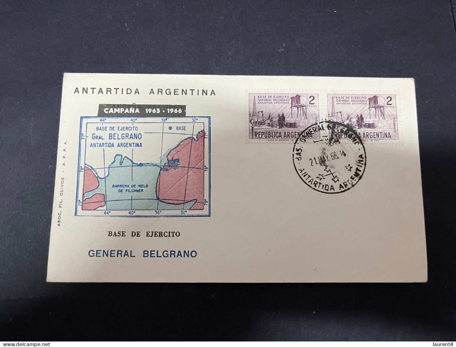 6-5-2024 (4 Z 20) Argentina Antarctic FDC - 1966 - Campana 1965-1966 - General Belgrano - Otros & Sin Clasificación
