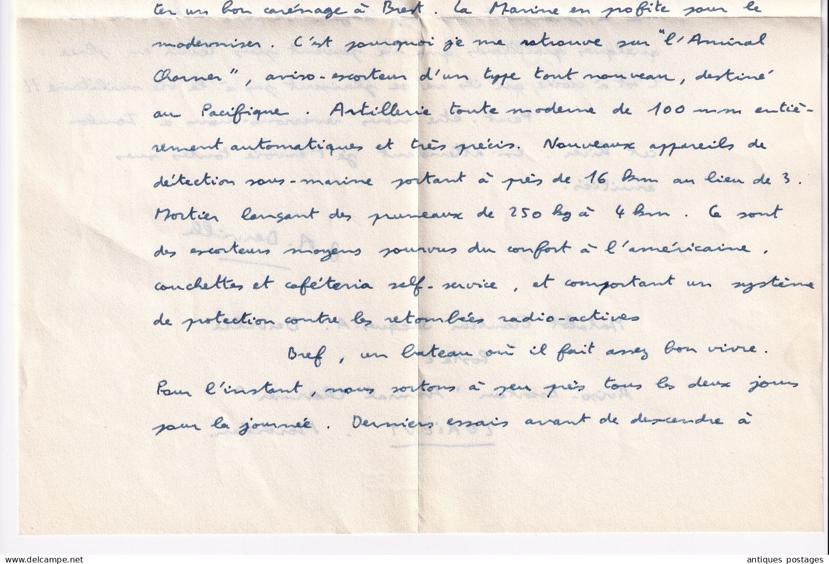 Lorient Morbihan 1961 Amiral Charner Aviso Escorteur Bretagne + Correspondance intéressante Marine