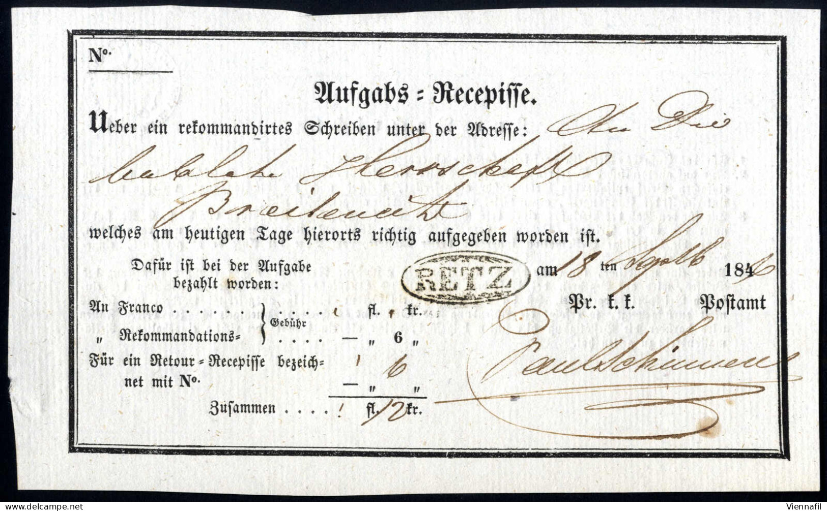 cover 1747/1857, 12 Lose früherer Auktionen, 11 Briefe und zwei Recepissen, meist von Niederösterreich, auch seltenere S