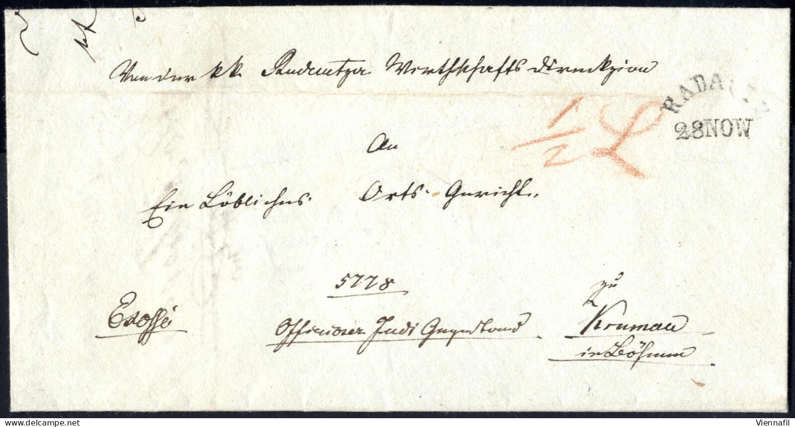 Cover 1832/48 Ca., Sammlung Mit Ca. 11 Vorphilabelegen Aus Der Bukowina, Dabei Sadagora, Sereth, Radautz Uvm., Ca. 600 M - Verzamelingen