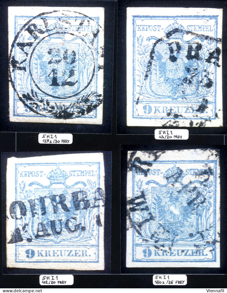 O 1850, 9 Kreuzer Type I, Altposten Nach Frey Bestimmt, 36 Stück Auf Selbstgestalteten Blättern Mit Einigen Farbfotos In - Collections