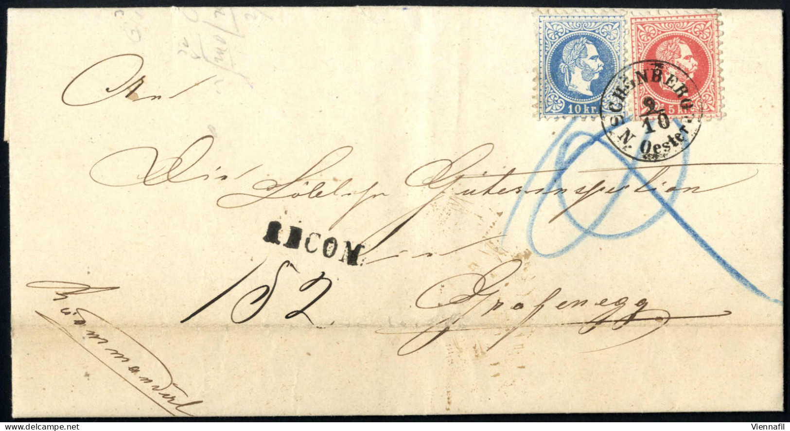 Cover 1850/1907, 10 Lose Früherer Auktionen, Briefe Auch Seltenere Stempel Und Auslandsbriefe In Die Levante, 2 Eingesch - Verzamelingen