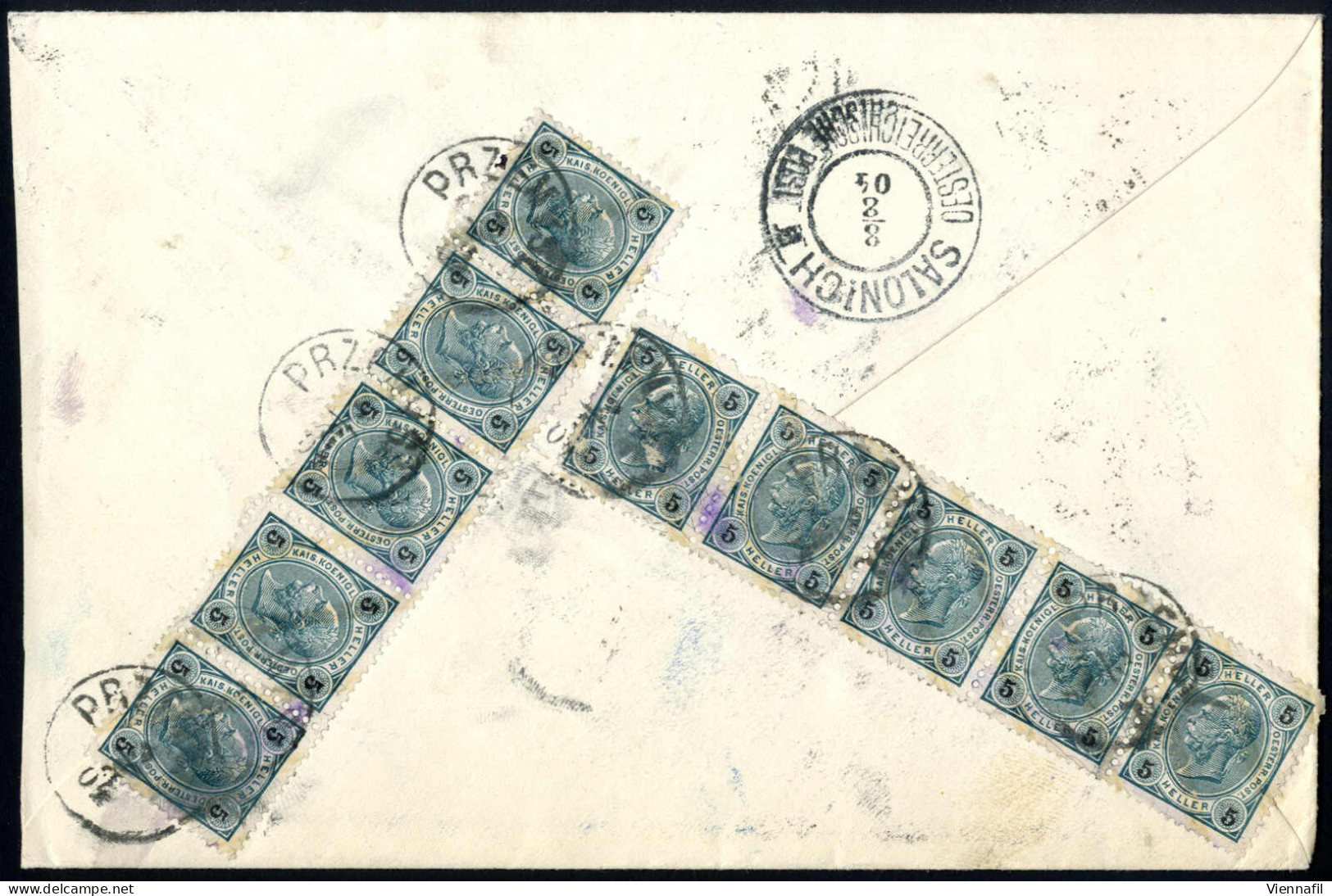 cover 1850/1907, 10 Lose früherer Auktionen, Briefe auch seltenere Stempel und Auslandsbriefe in die Levante, 2 eingesch