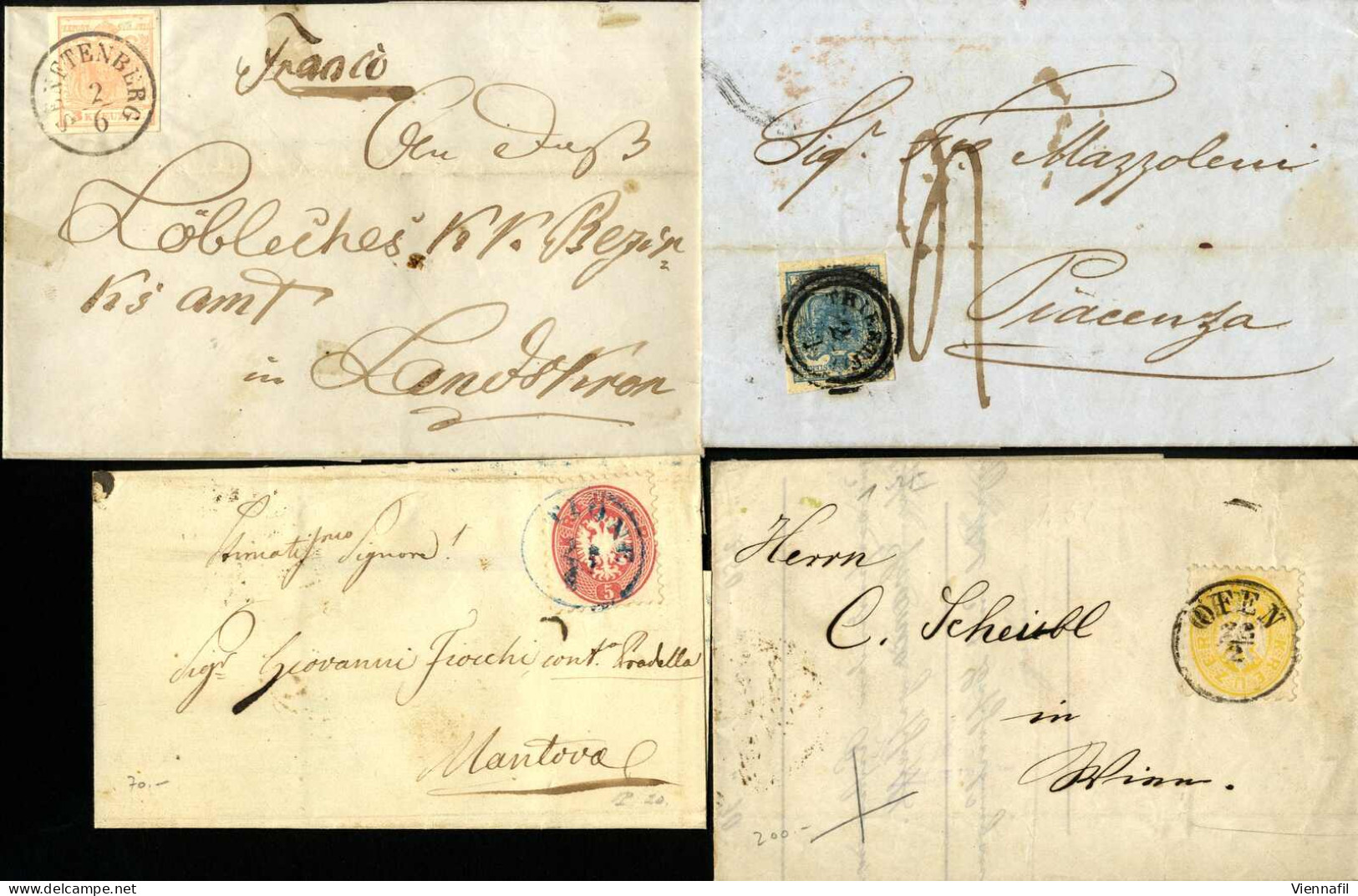 cover 1850/67, Lot mit ca. 200 Belegen, Recepissen, Nachfrageschreiben, dabei viele interessante Stücke, Abbildungen sie