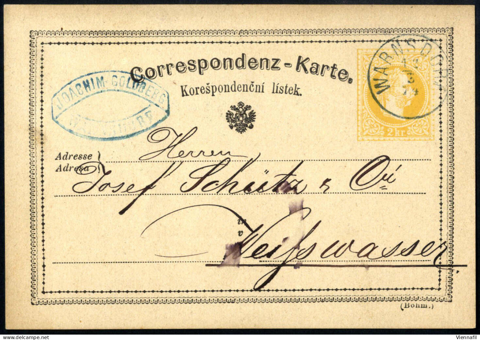 Cover 1867, Lot Mit über 100 Gelben 2 Kreuzer Ganzsachen Mit Interessanten Abstempelungen, Abbildungen Siehe Onlinekatal - Verzamelingen
