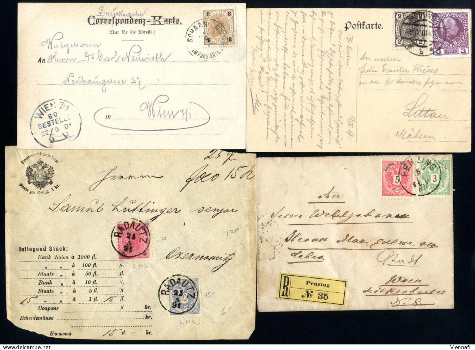 Cover 1883/1918, Lot Mit Hunderten Briefen/Vorderseiten Mit Teils Interessanten Frankaturen Und Abstempelungen, Abbildun - Collections