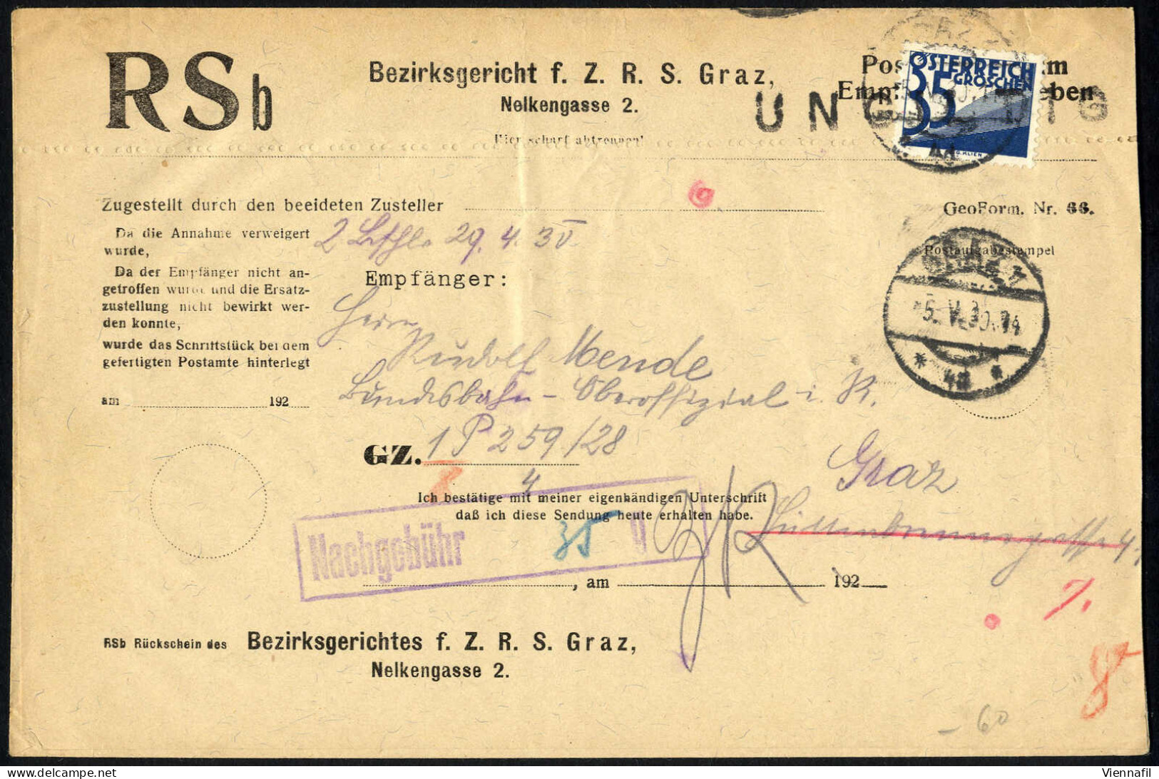 cover 1900-1931, vier Brieflots aus früheren Auktionen, insgesamt ca. 30 Stück, darunter mehrere Reko- und Reko-Expressb