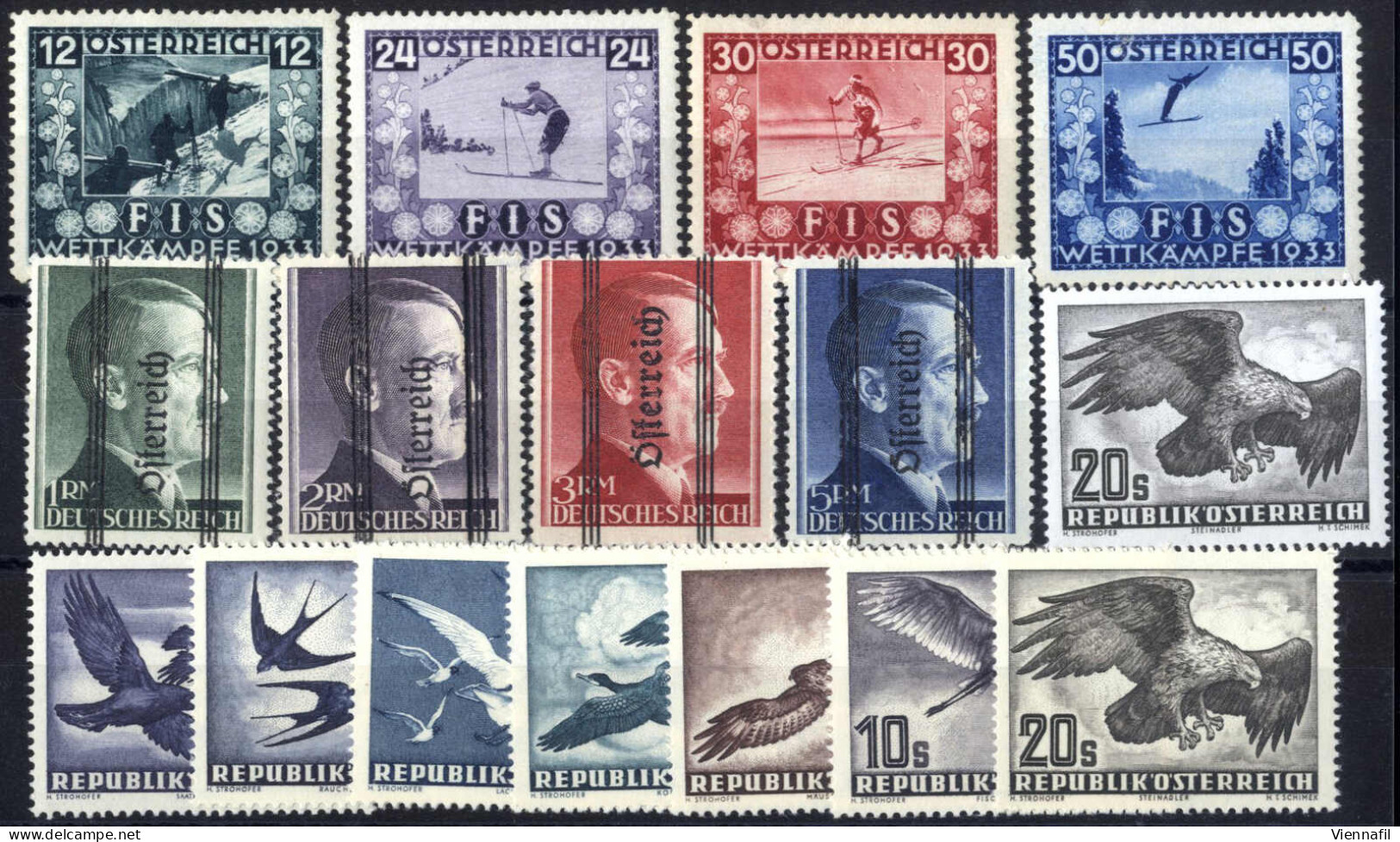 **/o 1910/52, Einige Bessere Sätze Postfrisch, FIS I, Grazer Die Markwerte Und Vögel, Dazu Gestempelt "80 Geburtstag Kai - Collections