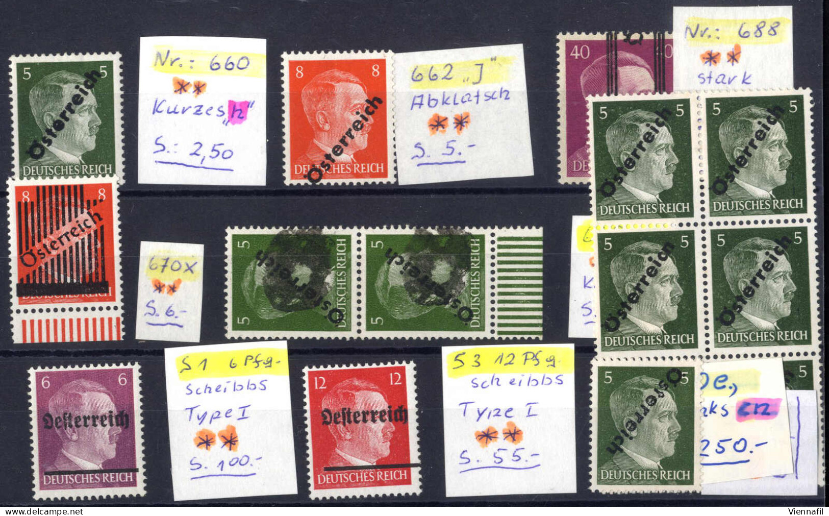 ** 1945, Kleines Lot Von über 90 Werten Postfrisch Je Mit Besonderheiten Auf Steckkarten, Drei Atteste Sturzeis, Alle Bi - Collections