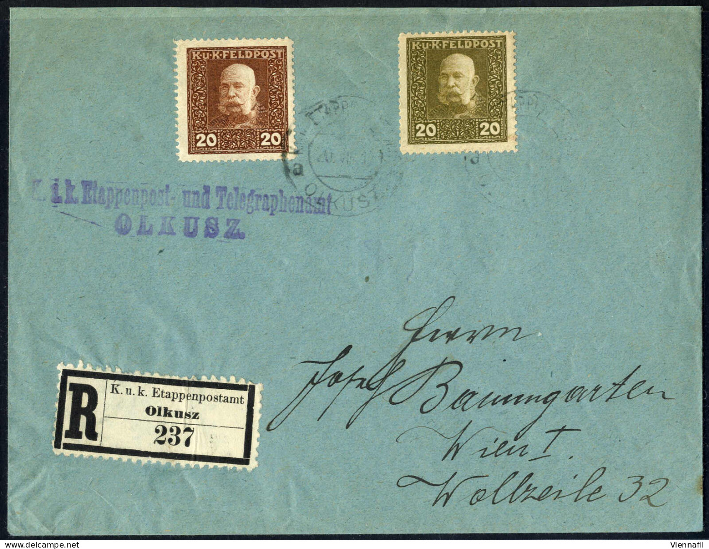 cover FELDPOST 1914/18: Lot von 22 Poststücken, darunter Rekobriefe nach Belgrad und Wien (dieser mit Einzelfrankatur 2 