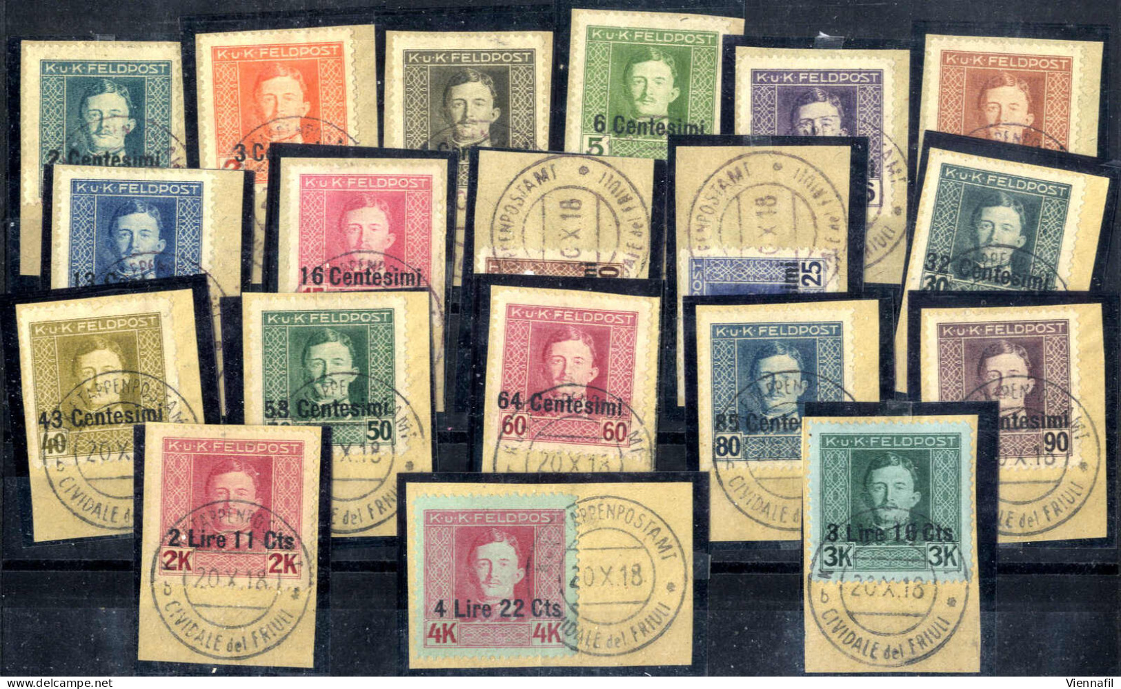 O/piece Feldpost Italien 1918/19, Komplette Ausgabe Mit Aufdruck Der Italienischen Währung, 3 Werte In D Und B-Zähnung,  - Ohne Zuordnung