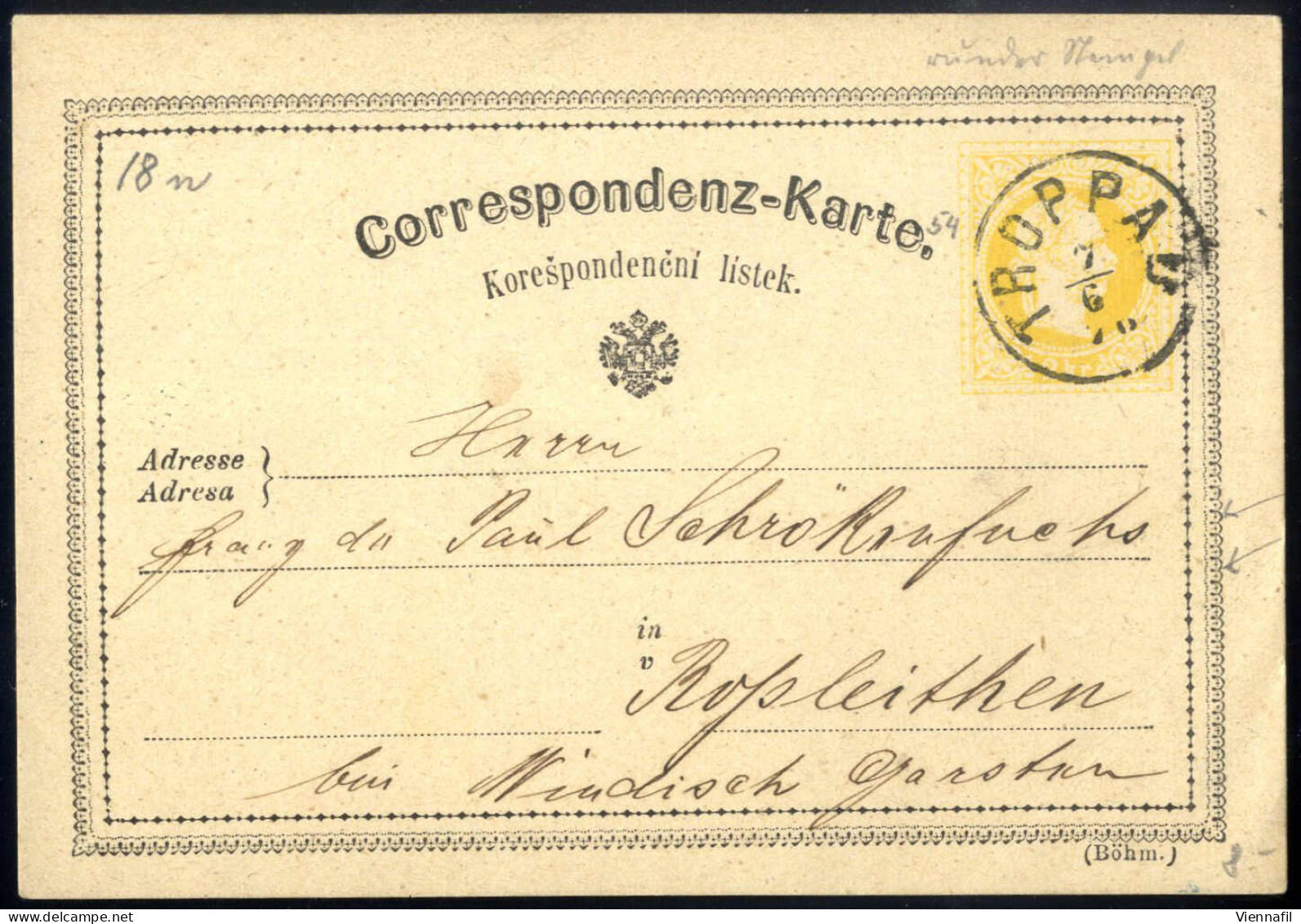 cover Korrespondenzkarten 1870/76, Posten von 64 gelben 2 Kr Ganzsachenkarten, meist gebraucht (nur wenige postfrisch), 