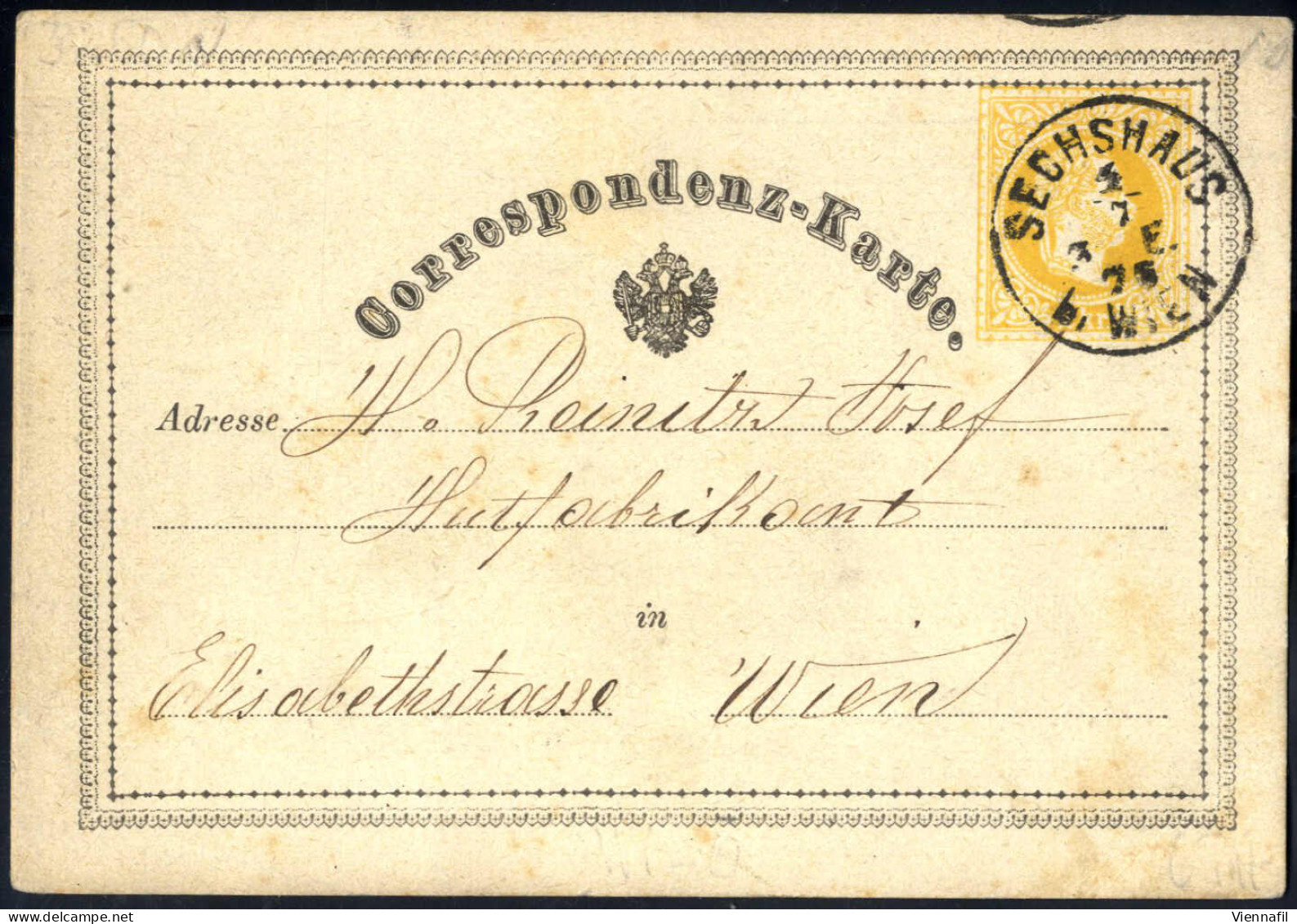 cover Korrespondenzkarten 1870/76, Posten von 64 gelben 2 Kr Ganzsachenkarten, meist gebraucht (nur wenige postfrisch), 