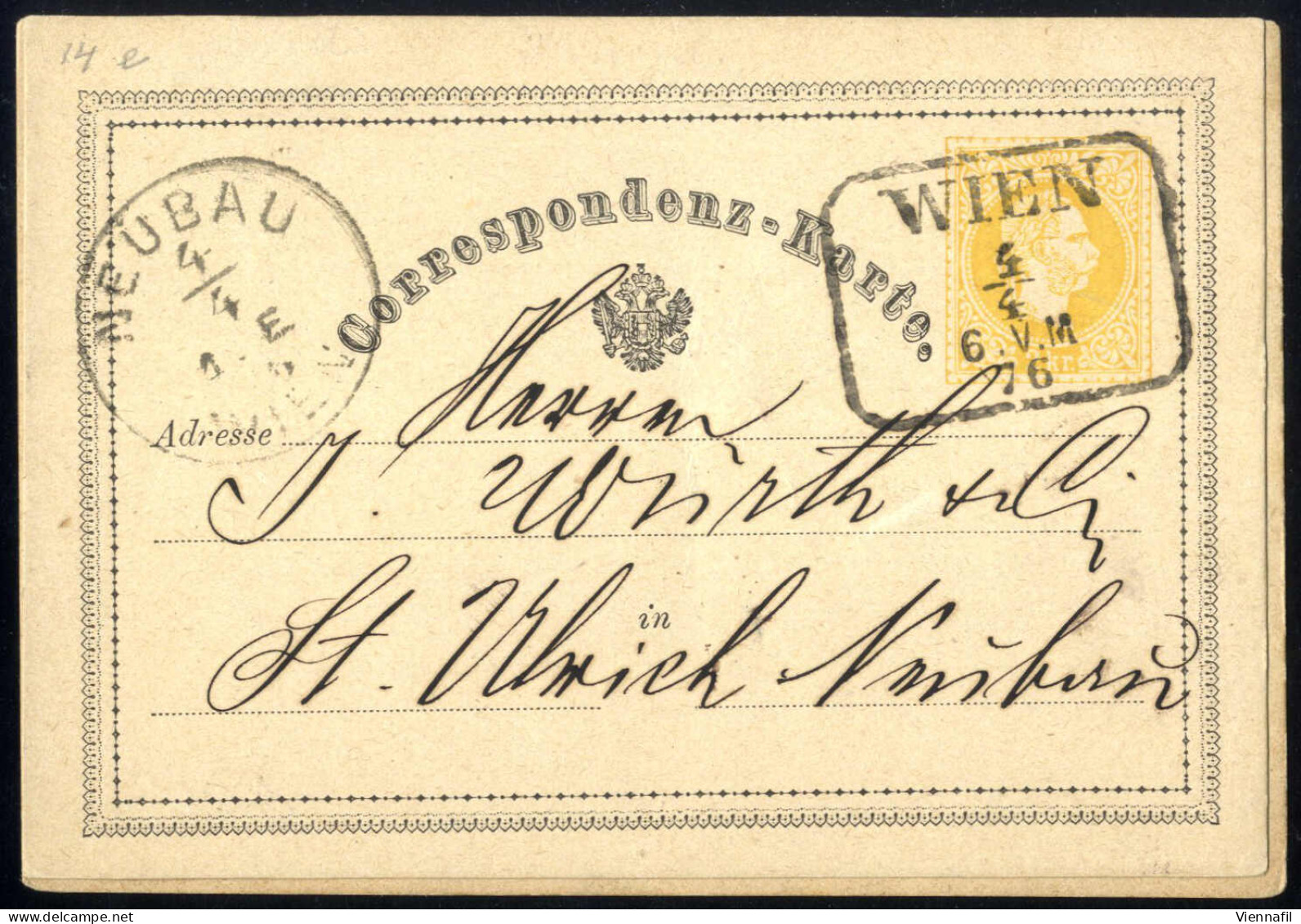 cover Korrespondenzkarten 1870/76, Posten von 64 gelben 2 Kr Ganzsachenkarten, meist gebraucht (nur wenige postfrisch), 