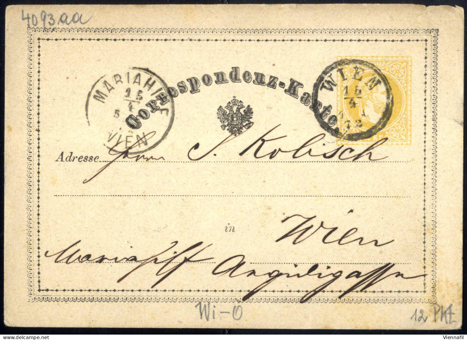 cover Korrespondenzkarten 1870/76, Posten von 64 gelben 2 Kr Ganzsachenkarten, meist gebraucht (nur wenige postfrisch), 