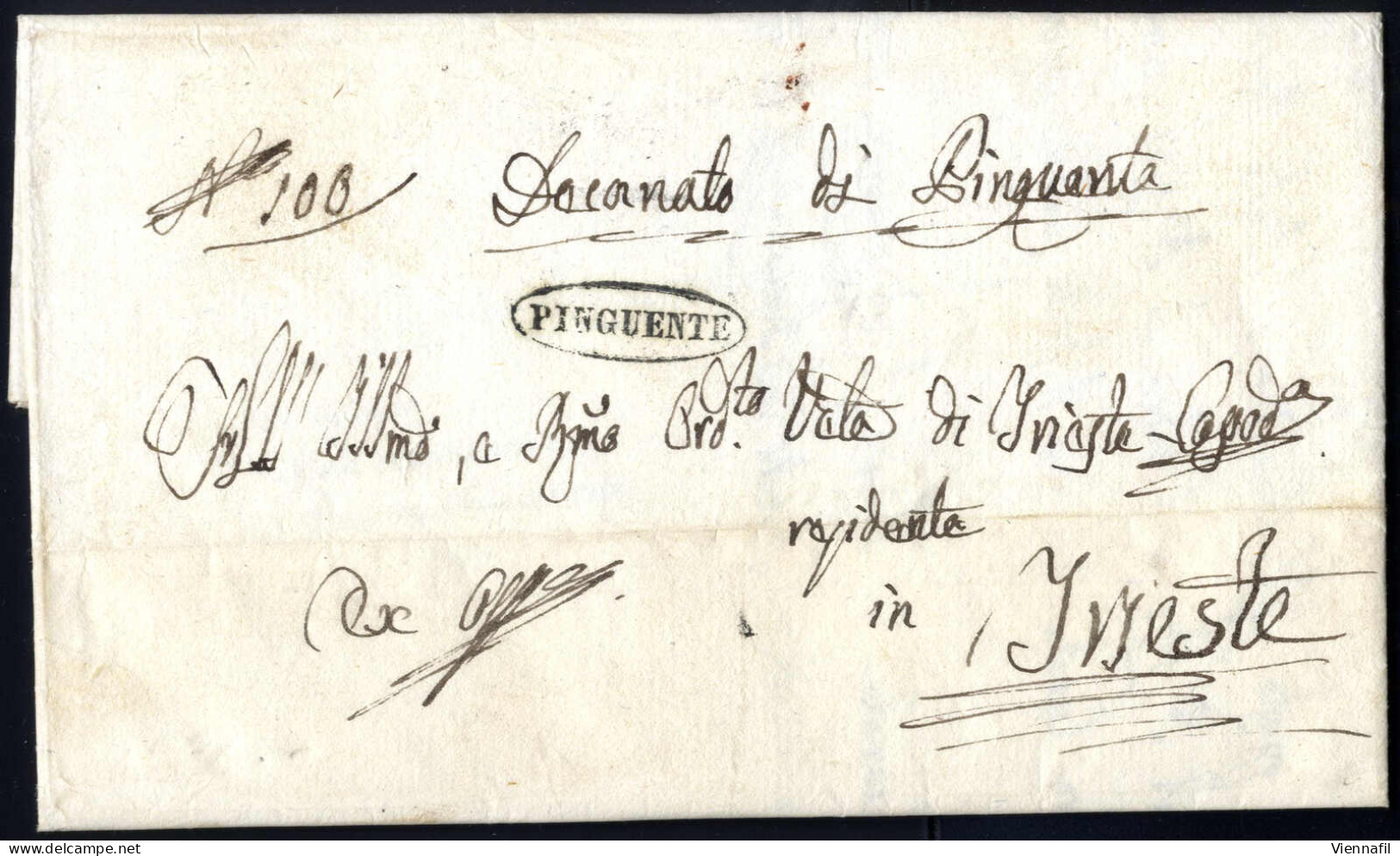 cover Küstenland 1765/1842 ca., Sammlung mit über 140 Vorphilabriefen, int. Destinationen wie Spanien, 1 Attest, dabei a