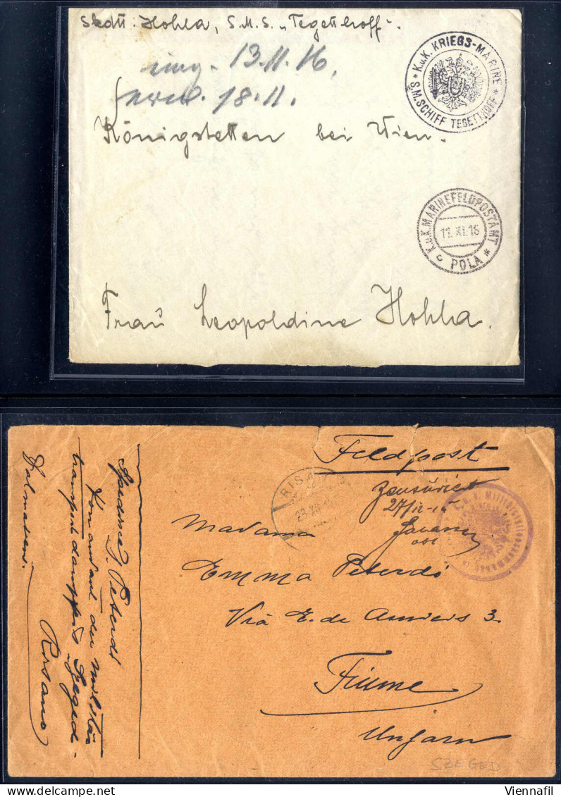 Cover Schiffpost 1915/17, Lot Aus Acht Belegen, Davon Mit Stempel "Dinara", "Uskoke", "Gää", "Unitis", Szeged", "Babenbe - Colecciones