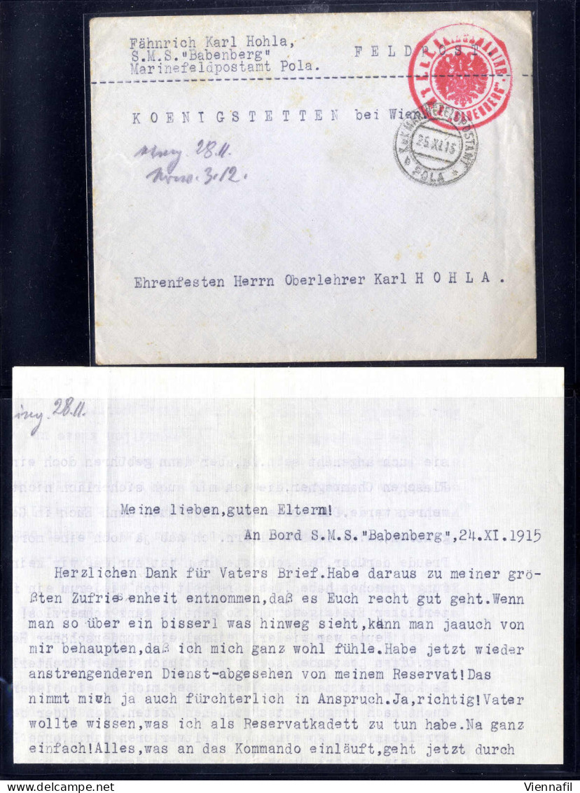 Cover Schiffpost 1915/17, Lot Aus Acht Belegen, Davon Mit Stempel "Dinara", "Uskoke", "Gää", "Unitis", Szeged", "Babenbe - Collezioni
