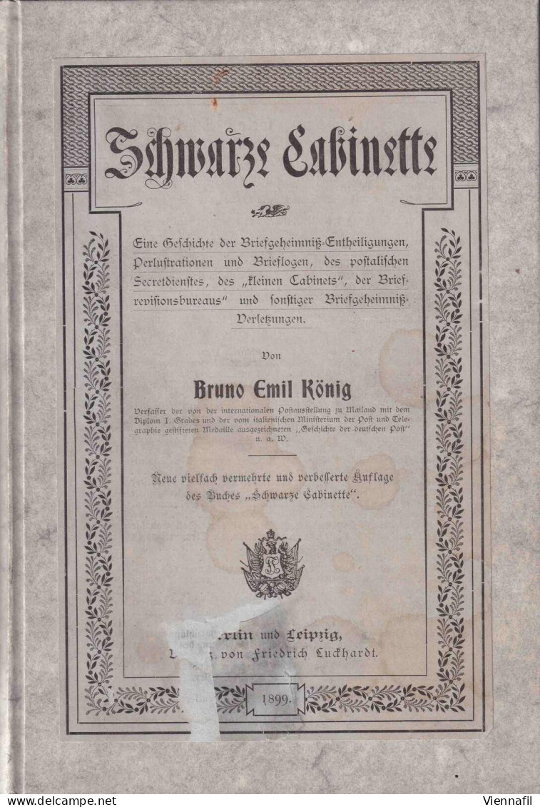Schwarze Cabinette Von Bruno Emil König, Leipzig 1899 - Otros & Sin Clasificación
