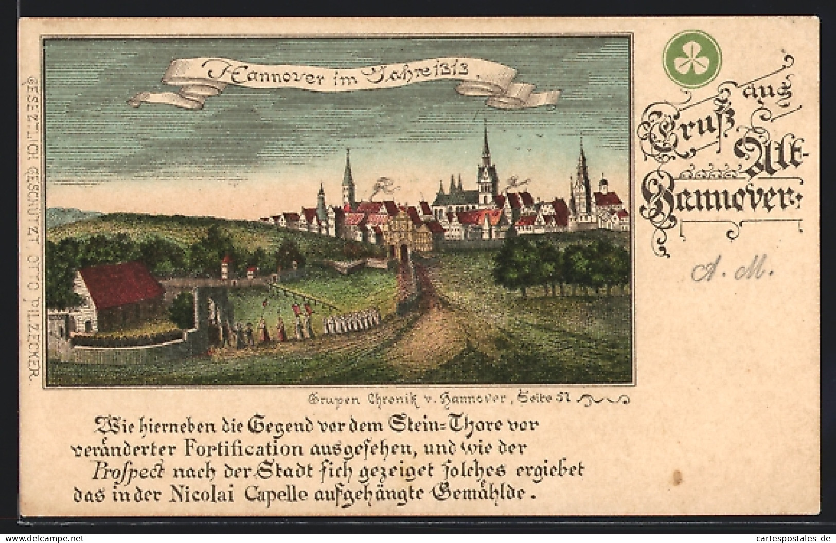 Lithographie Hannover, Prozession Im Historischen Ort Von 1313  - Hannover