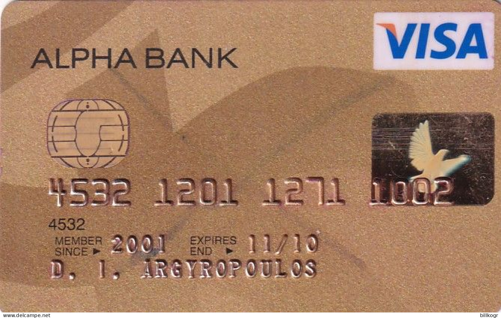 GREECE - Alpha Bank Gold Visa, 08/09, Used - Carte Di Credito (scadenza Min. 10 Anni)