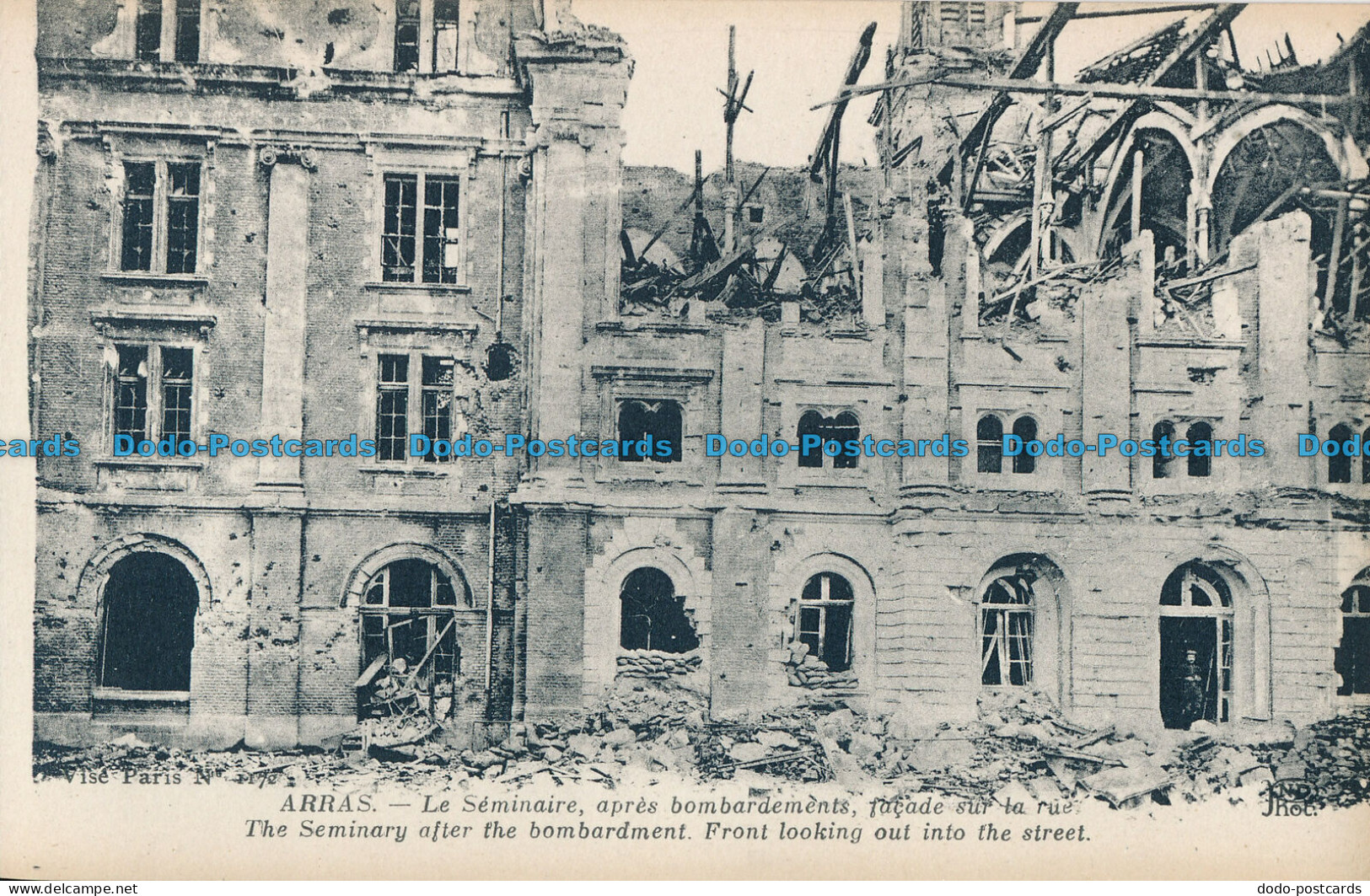 R028992 Arras. The Seminary After The Bombardment. Front Looking Out Into The St - World