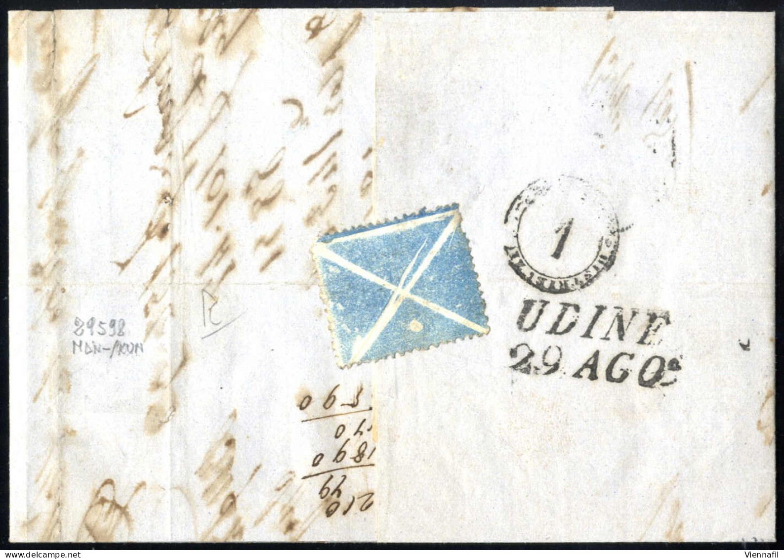 Cover 1862, Lettera Da Verona Del 28.8. Per Udine Affrancata Con 15 Soldi II°tipo, Al Verso Grande Croce Di S. Andrea Co - Lombardo-Vénétie