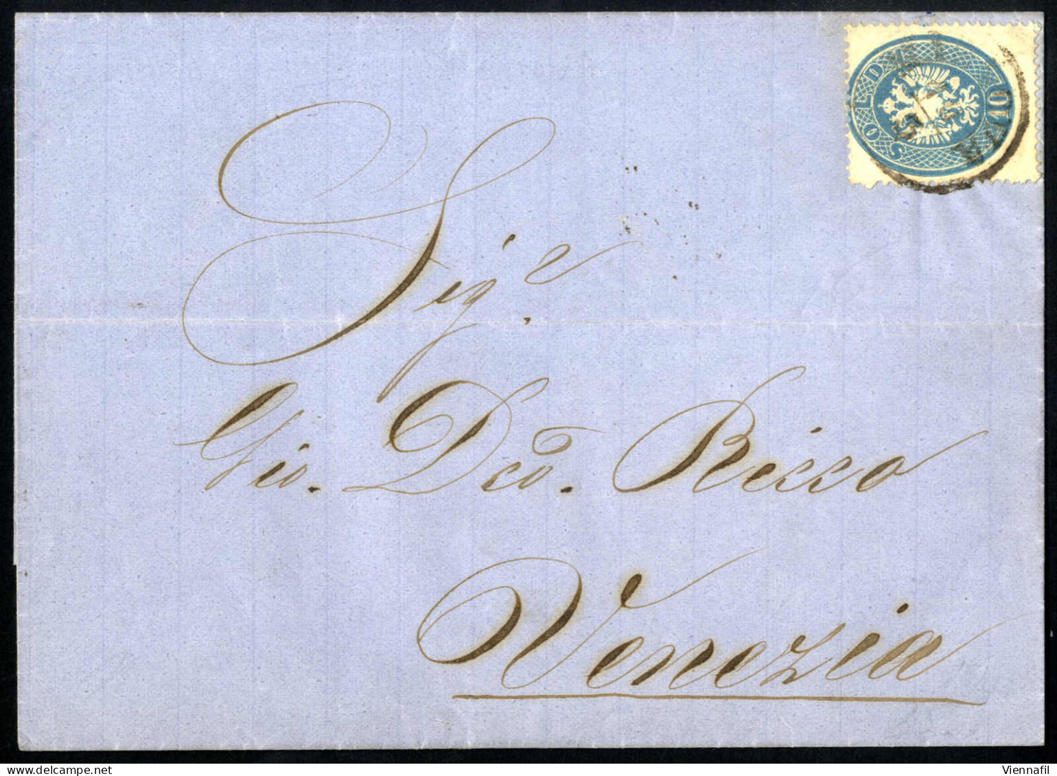Cover 1863, 15 Soldi Su Lettera Spedita Da "MANTOVA 17/11" (annullo C1) A Trieste E Lettera Affrancata Con 10 Soldi Semp - Lombardy-Venetia