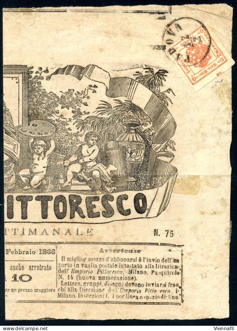 Cover 1866, Giornale Pittorio Pittoresco 4/2 1866 Affrancato Con 2 Kreuzer Vermiglio Con Spazio Tipografico Verticale A  - Lombardo-Venetien