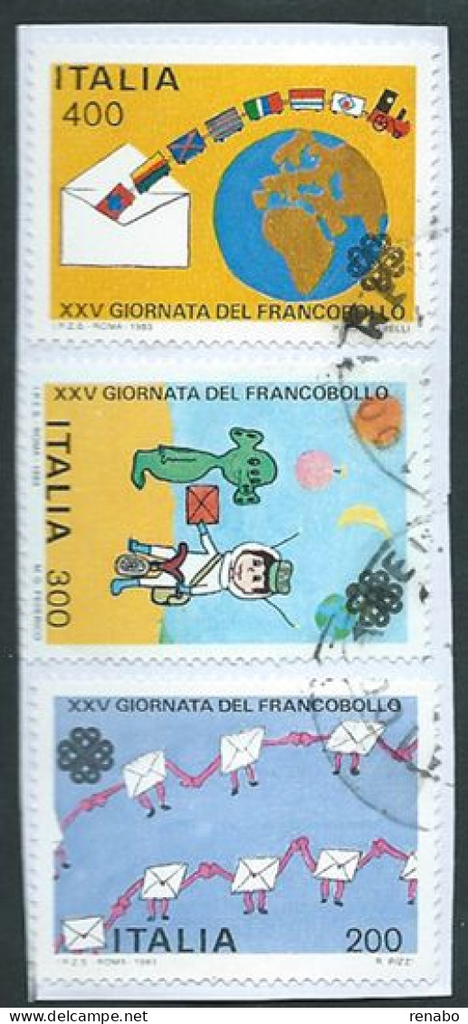 Italia 1983; Giornata Del Francobollo, Serie Completa Su Spezzone. Usata. - 1981-90: Afgestempeld