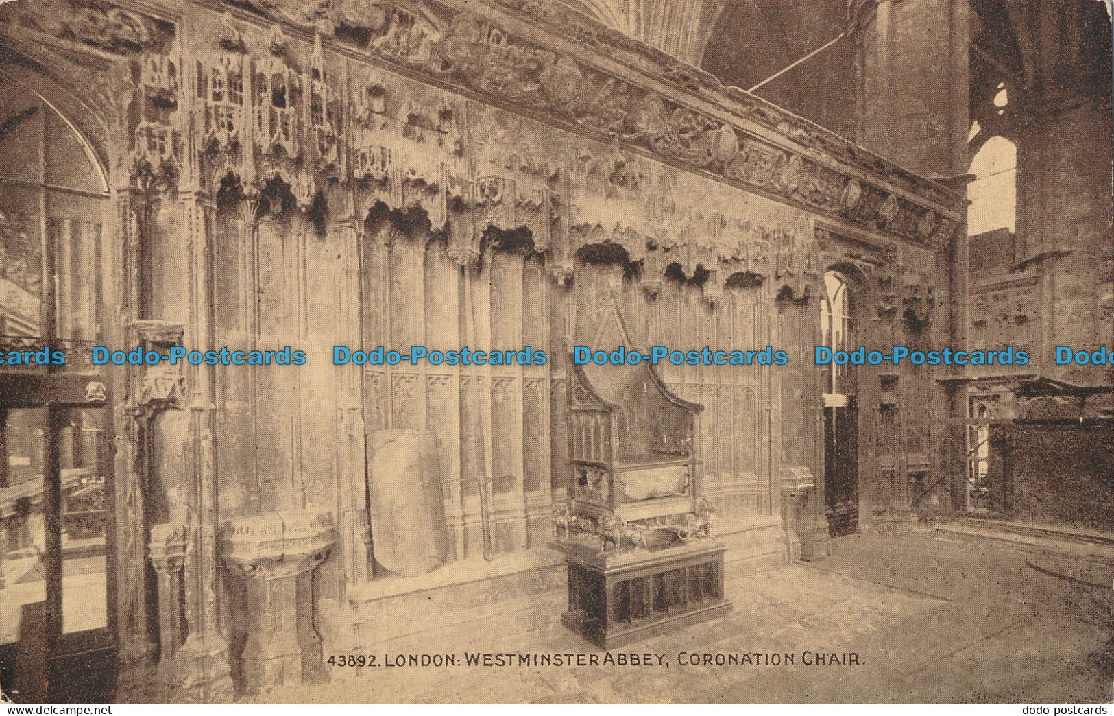 R028366 London. Westminster Abbey. Coronation Chair. Photochrom. Sepiatone. No 4 - Sonstige & Ohne Zuordnung
