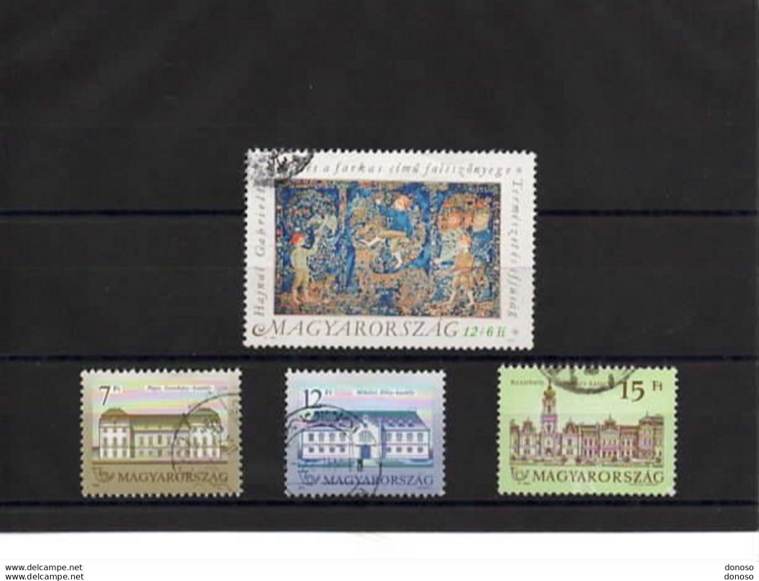 HONGRIE 1991-1992 TAPISSERIE ET CHATEAUX Yvert 3314 + 3330 + 3337 + 3369 Oblitéré Cote : 3.40 Euros - Used Stamps