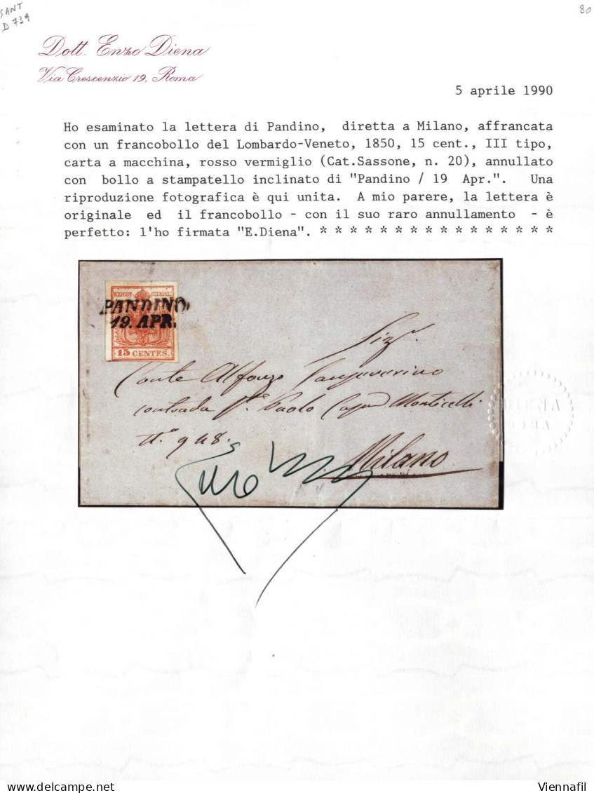 Cover Pandino, SI Punti 12, Lettera Del 19.4 Per Milano Affrancata Con 15 C. Rosso Vermiglio III Tipo Carta A Macchina,  - Lombardije-Venetië