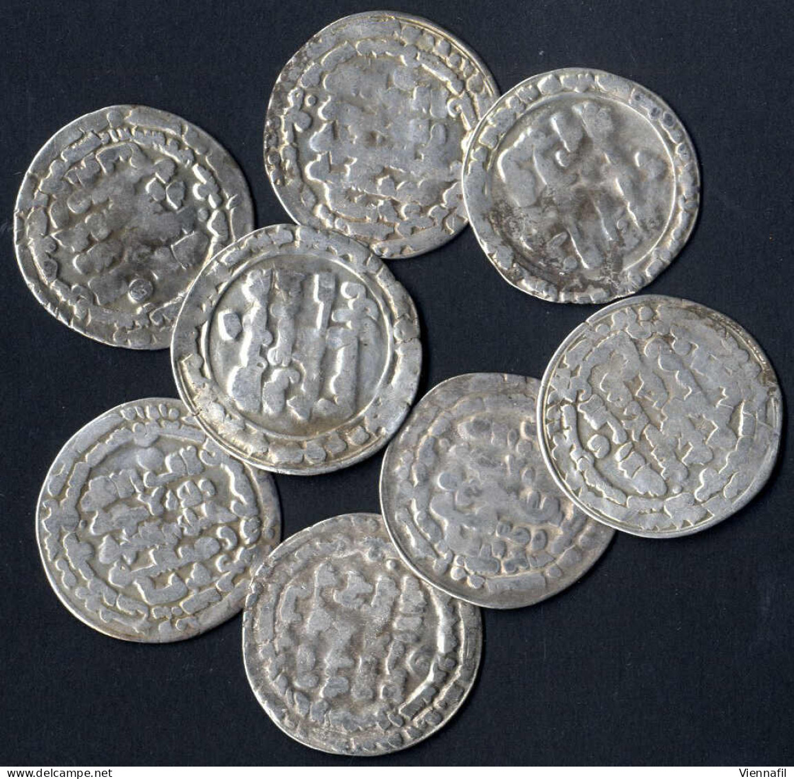 Baha ' Ad-Daulah, 379-403AH 989-1012, Dirham Silber, 398 Suq Al-Ahwaz, BMC 671, Mich 613, Schön, 8 Stück - Islamische Münzen