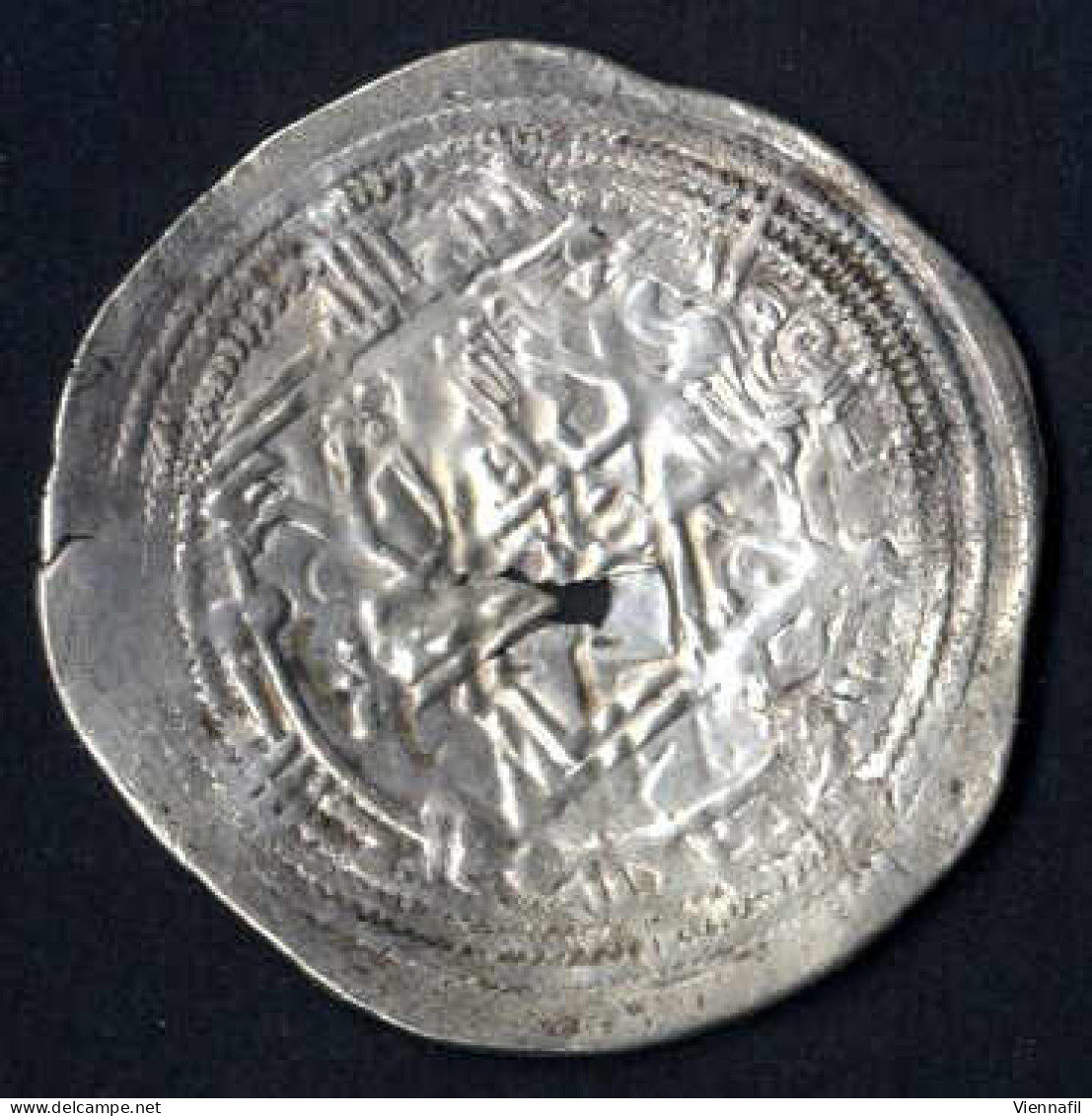 Muhammad I., 238-273AH 852-886, Dirham Silber, 260 Al-Andalus, Sehr Schön-, Loch - Islamische Münzen