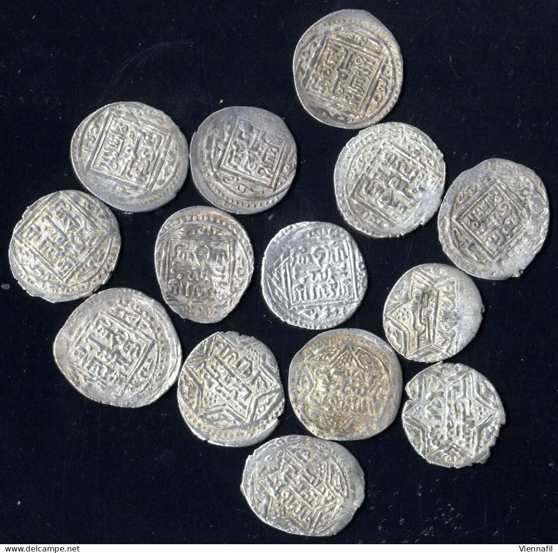 Eretniden Alaeddin Eretna, 736-753AH 1335-1352, Dirham Silber, 747 Beiz. 7 Punkte, Mich 1223 Var., Sehr Schön-, 14 Stück - Islamic