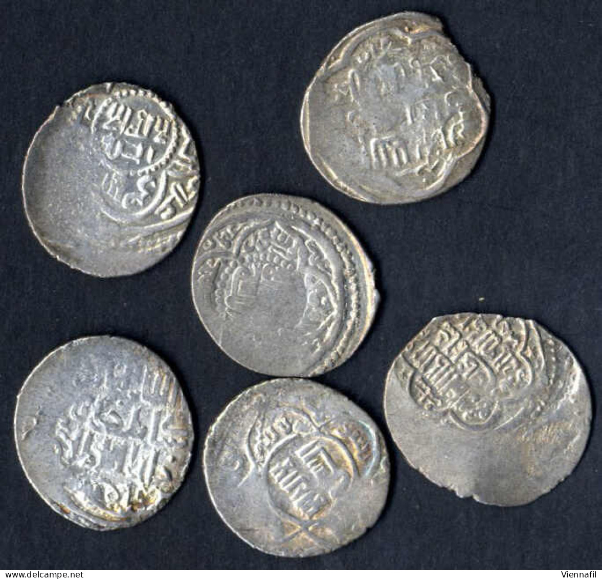 Sati Beg, 739-740AH 1339-1340, Doppeldirham 9. Ausgabe Silber, Ohne Jahr Hisn, Mich 1710, Sehr Schön-, 6 Stück, Selten - Islamic