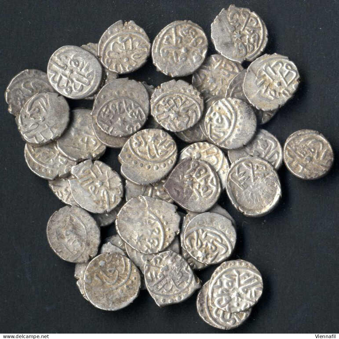 Mehmed II, 848-886AH 1444-1481, Akche Silber, 865 Novar Punkte 0/0, 0/1, 1/1, NP 86, Sehr Schön, 46 Stück - Islamiche