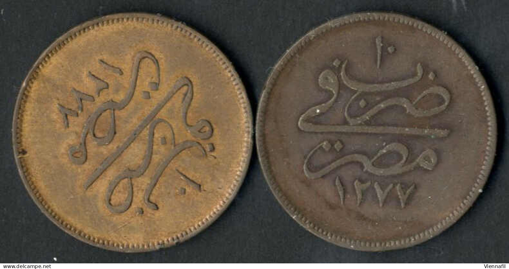 Abdül Azis, 1277-1293AH 1861-1876, 20,10 Para, Jahr 5,9,10 Misr, sehr schön - vorzüglich, 8 Stück