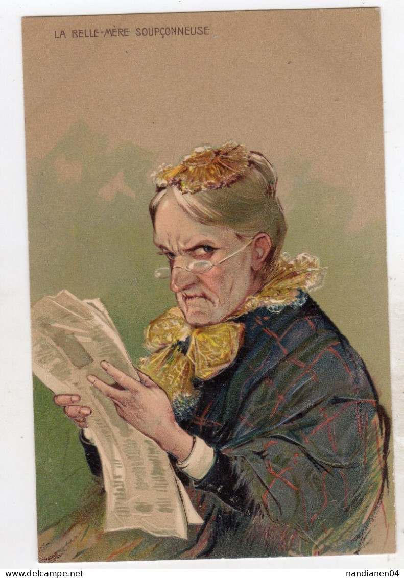 CPA  - Illustrateur -série Sur Les  Belles Mères  - Gaufrée - 5 Cartes - Ante 1900