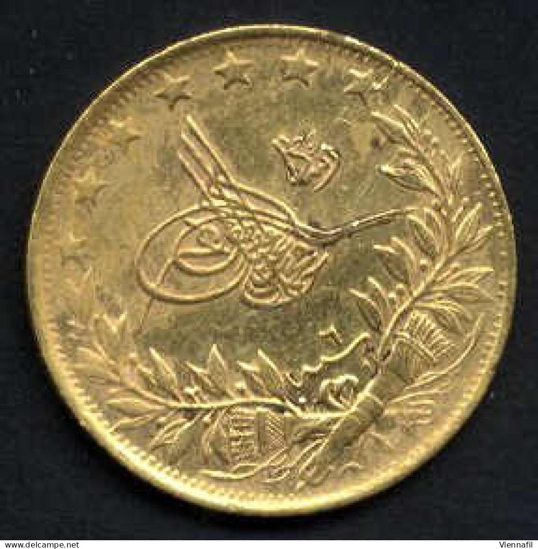 Muhammad V, 1327-1336AH 1909-1918, 100 Piaster Gold, Jahr 6 Qustentiniya, Y 51, Vorzüglich, 6,66, Gr Fein - Islamitisch