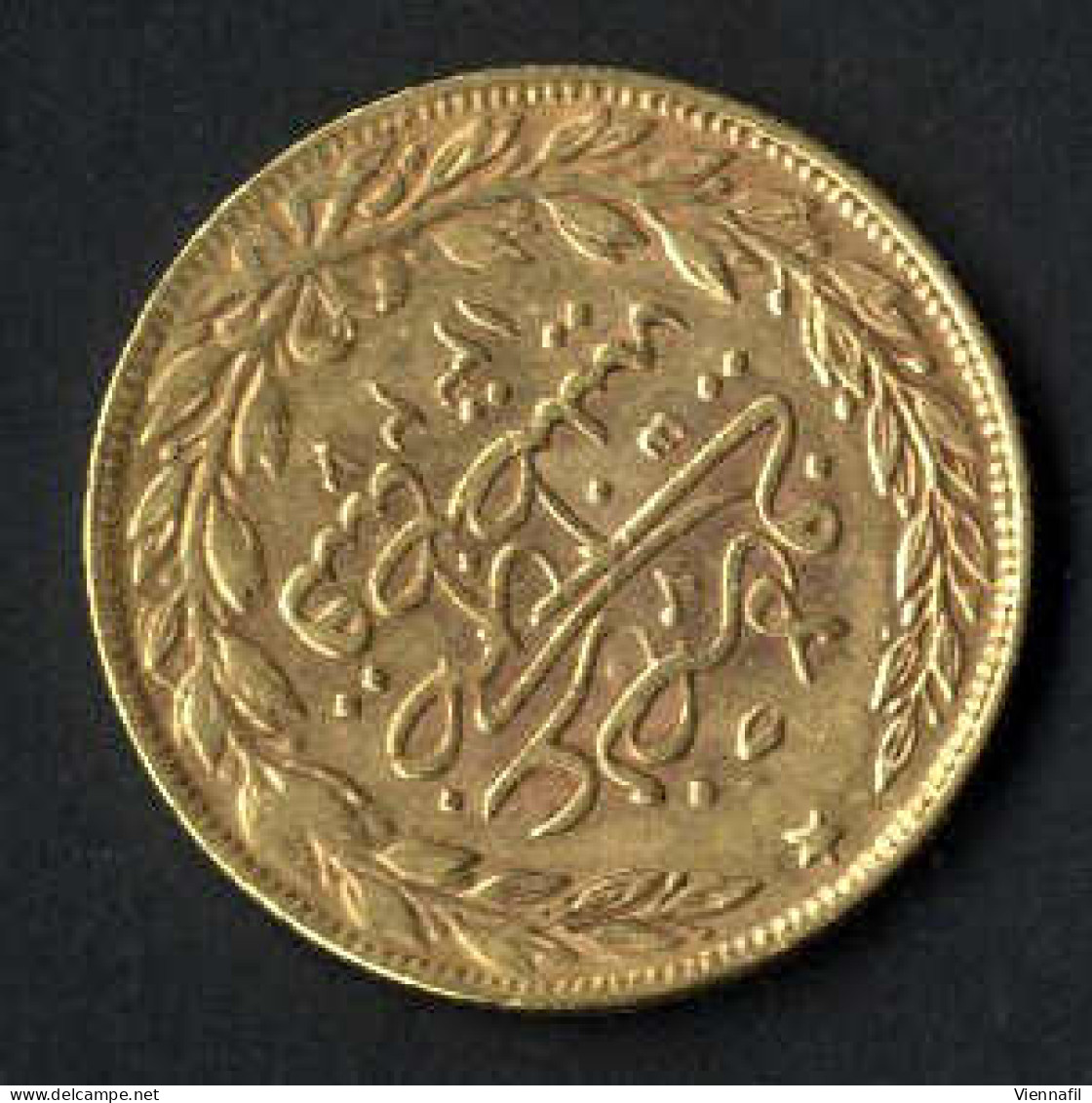 Muhammad V, 1327-1336AH 1909-1918, 100 Piaster Gold, Jahr 9 Qustentiniya, Y 51, Sehr Schön, 6,66, Gr Fein - Islamische Münzen