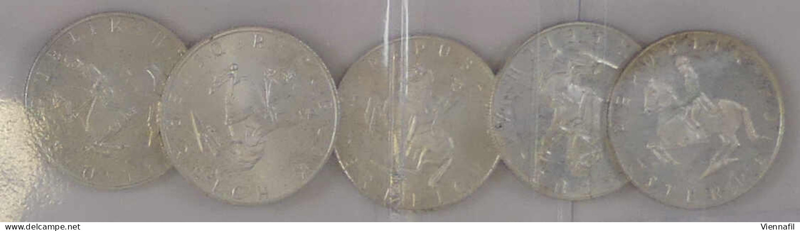 5 Schilling 1961/68, Silbermünzen Der Jahre 1961, 1964/66 Und 1968, Insgesamt 16,64 Gr. Fein, PP - Oesterreich