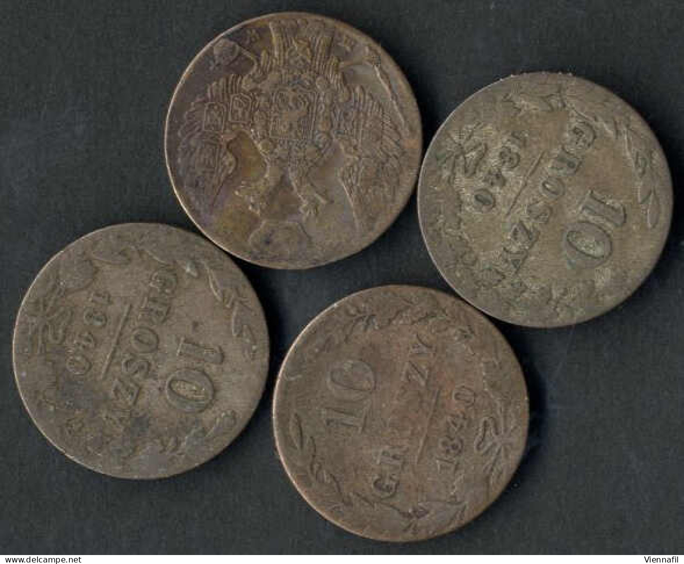10 Groszy, 1840, Nikolaus I. 1825-55, Lot Mit Sieben Silbermünzen, Vier Mit Patina Schön, Drei Vorzüglich, C.113a - Pologne